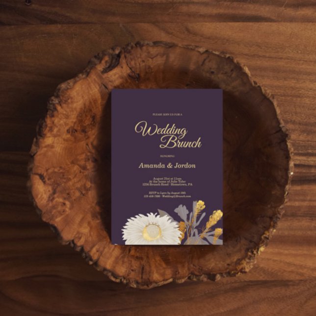Lila Daisy Antique Wedding Brunch Einladung (Von Creator hochgeladen)