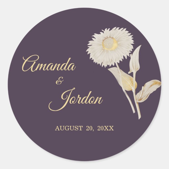 Lila Daisy Antique Wedding Stickers (Vorderseite)