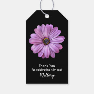 Lila Daisy auf Black Gift Tags Geschenkanhänger