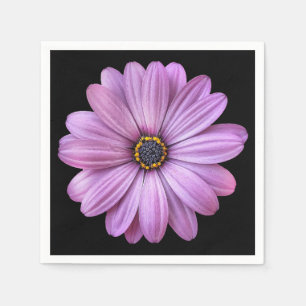 Lila Daisy auf dem Black Party Paper Napkins Serviette