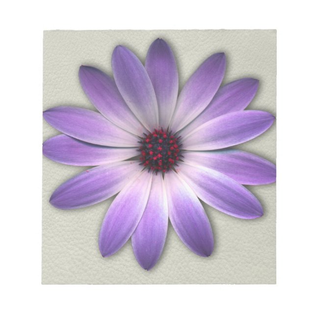 Lila Daisy auf Stone Leather Print Notizblock (Vorderseite)