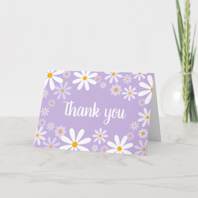 Lila Daisy Baby Dusche Dankeskarte (Vorderseite)
