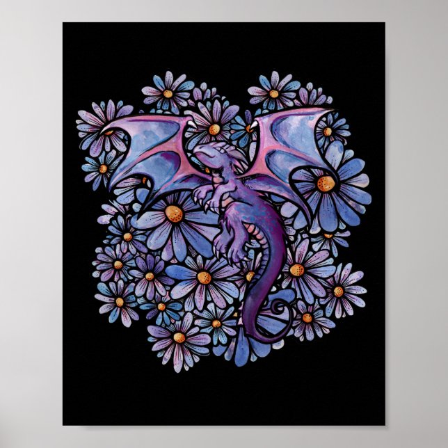Lila Daisy Blume Dragon Poster (Vorne)