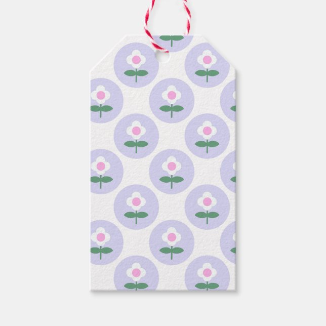Lila Daisy Blume Kinderdusche im Bloom Party Geschenkanhänger (Vorderseite)