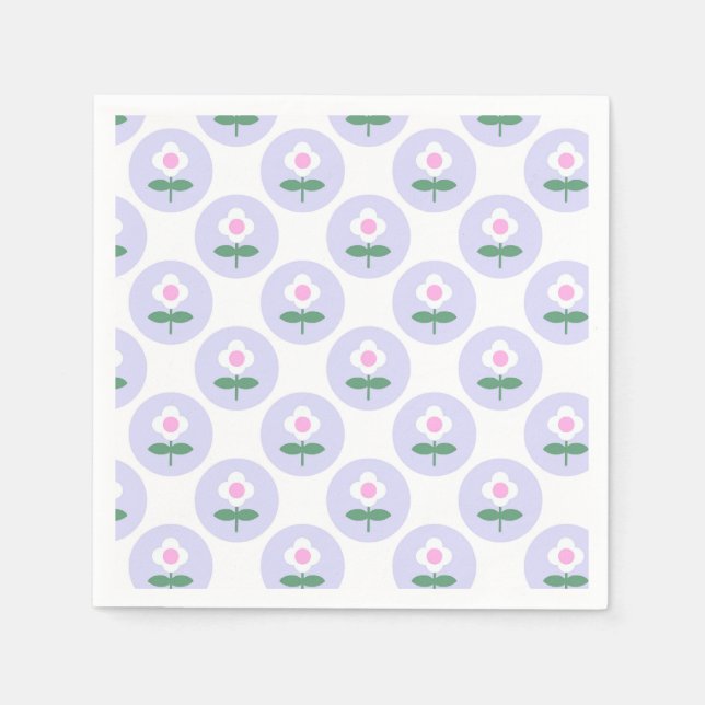 Lila Daisy Blume Kinderdusche im Bloom Party Serviette (Vorderseite)