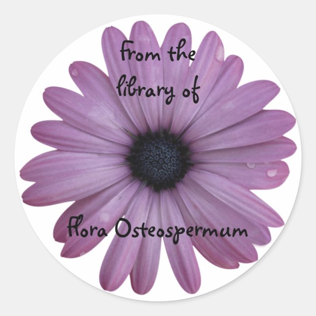 Lila Daisy Blume Osteospermum Custom Buchzeichen Runder Aufkleber (Vorderseite)