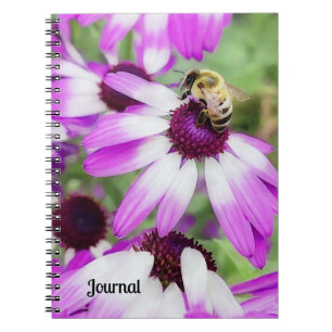 Lila Daisy Blume und Bee Journal Notizblock