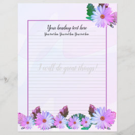 Lila Daisy Floral Lined Writer Paper
