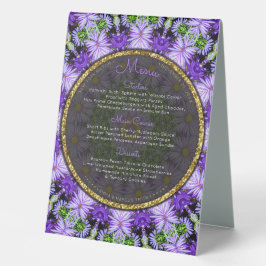 Lila Daisy Floral Nature Mandala Stilvolles Menü Tischaufsteller