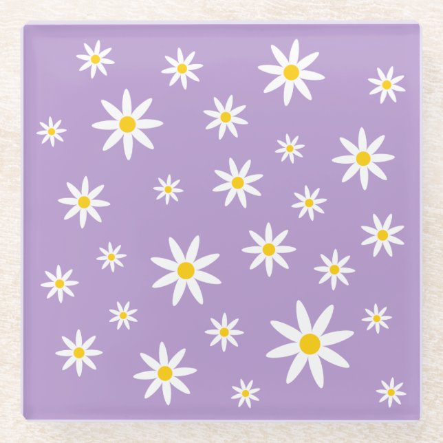 Lila Daisy Glass Untersetzer (Vorderseite)