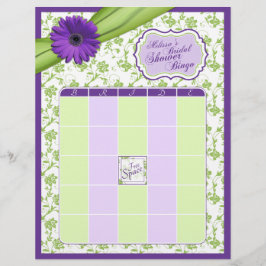 Lila Daisy Green Floral Brautparty Bingo