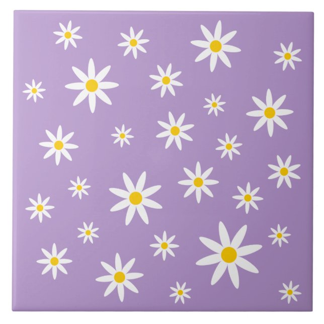 Lila Daisy Keramik Tile Fliese (Vorderseite)