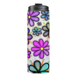Lila Daisy Retro Thermosbecher