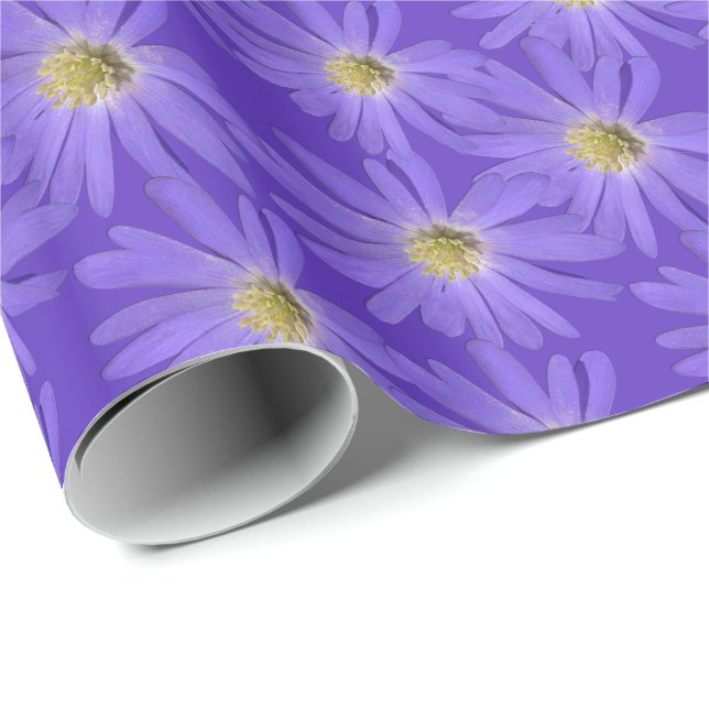 Lila Daisy Wrapping Paper personalisiert Geschenkp Geschenkpapier (Rolleneckpunkt)