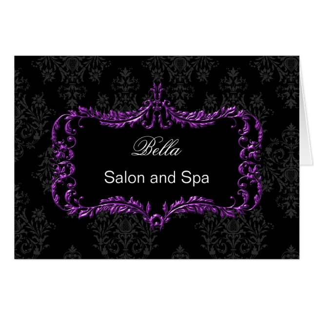 lila Damask Business Danke Cards (Vorderseite (Horizontal))