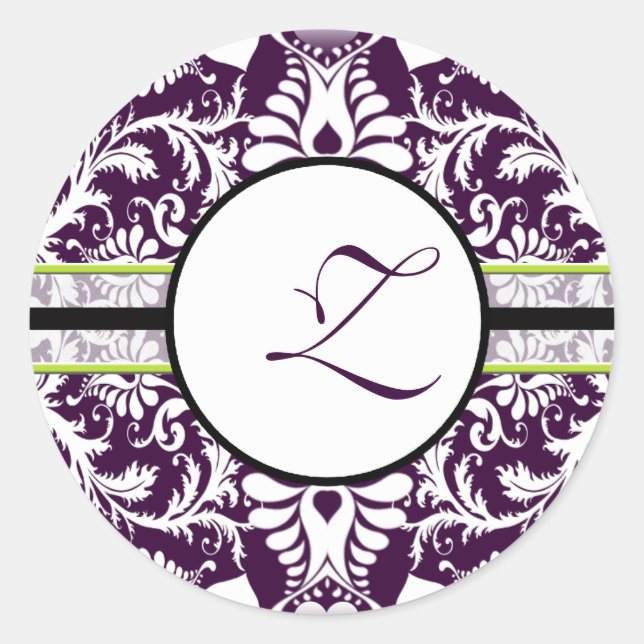 Lila Damask Initial Sticker Letter Z Wedding (Vorderseite)