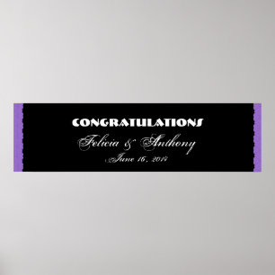 Lila Damask Lace Wedding oder Verlobung Banner Poster