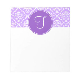 Lila Damask Monogram Notepad Notizblock