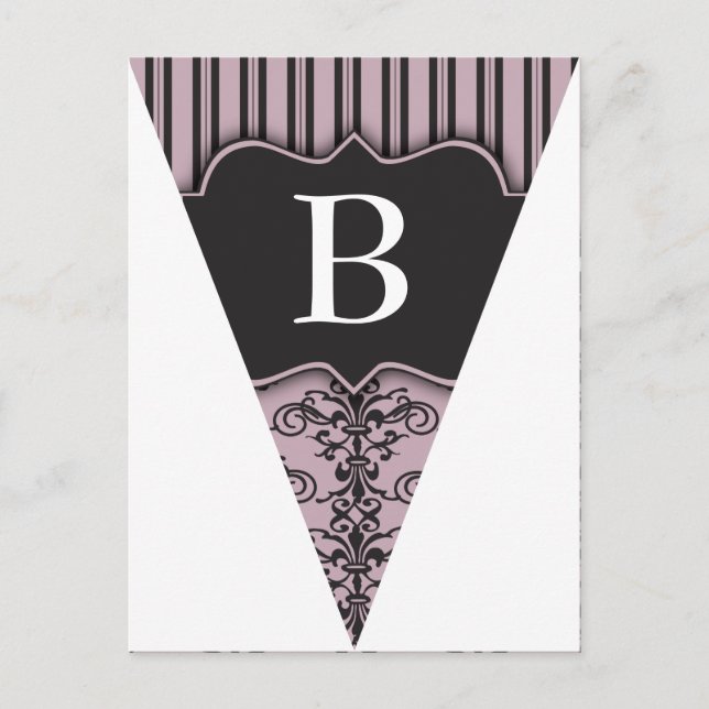 Lila Damask Party Flag Bunting Banner Postcard Postkarte (Vorderseite)