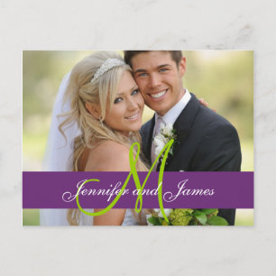 Lila Damask Wedding Foto Vielen Dank Postcard Postkarte