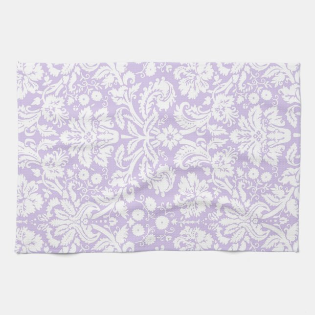 Lila Damast-Blumenküchen-Stoff-Tuch Handtuch (Horizontal)