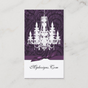 lila Damast Kronleuchter Chic Business Cards Visitenkarte