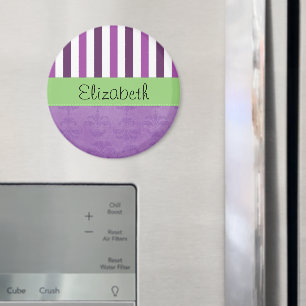 Lila Damast, Lila Streifen, Streifen, Ihr Name Magnet