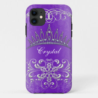 Lila Damast-Prinzessin Tiara Personalized Case