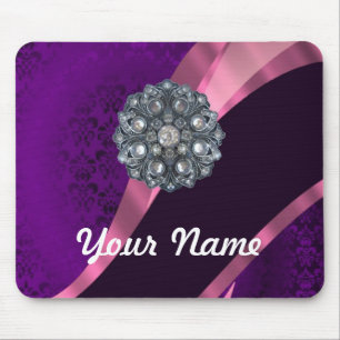 Lila Damast u. Kristall Mousepad