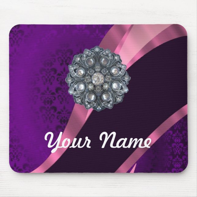 Lila Damast u. Kristall Mousepad (Vorne)