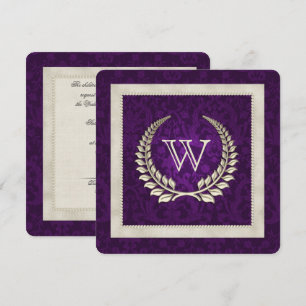 Lila Damast und Perlen Verlängerung des Eheverspre Einladung