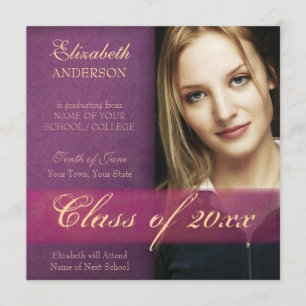 Lila Damastgrunge-Abschluss-Mitteilung Ankündigung