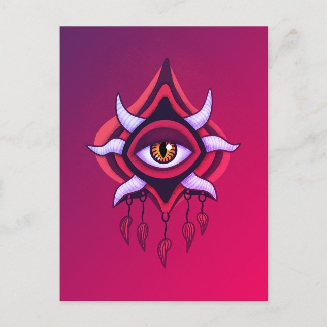 Lila Dämonenauge - Kunst des gotischen Okkultismus Postkarte (Vorderseite)