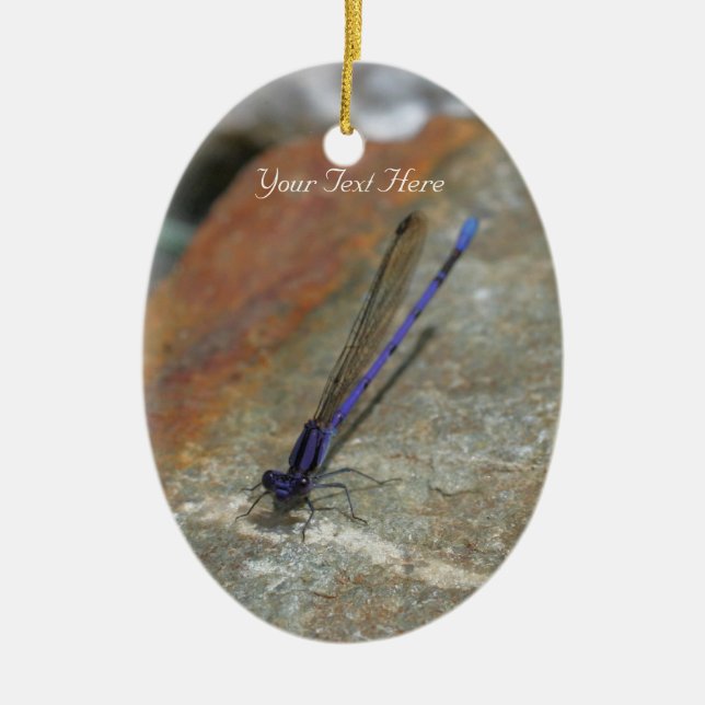 Lila Damselfly-Libellen-Natur-Verzierung Keramikornament (Vorne)