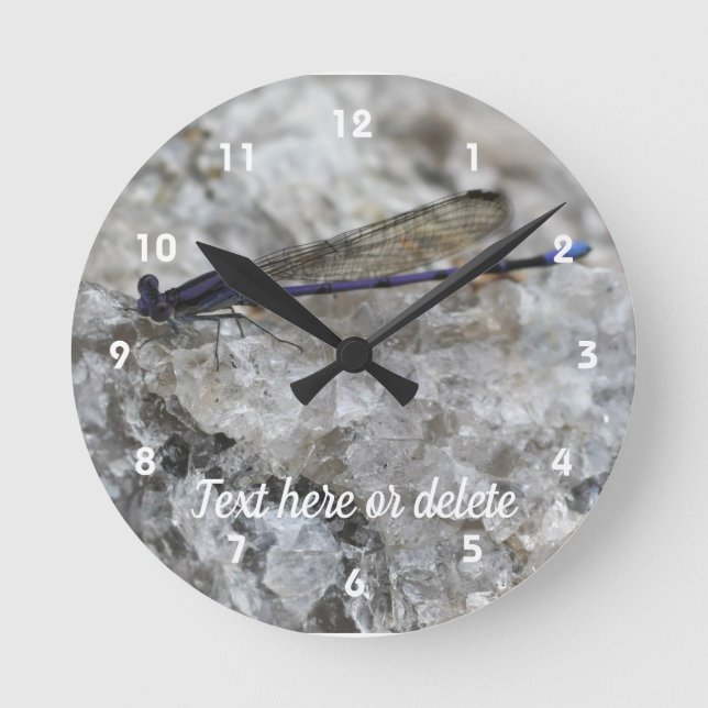 Lila Damselly Personalisiert Runde Wanduhr (Vorderseite)