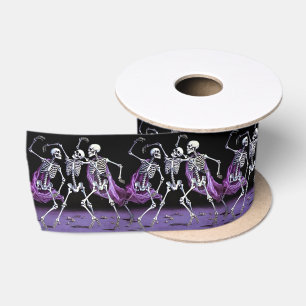 Lila Dancing Skeletons Gothic Wedding Satinband