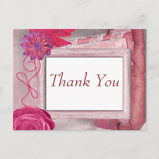 Lila Dank an Rustic Postkarte (Vorderseite)