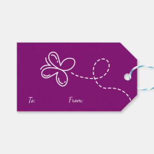 Lila Danke-Schmetterling-Hochzeit / Party Geschenkanhänger
