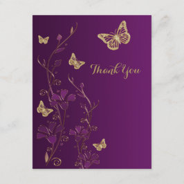 Lila, danken das Blumen Gold, Schmetterlinge Ihnen Dankeskarte