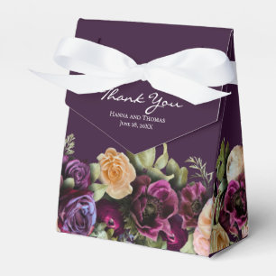 Lila Dark Moody Elegant Floral Wedding Vielen Dank Geschenkschachtel