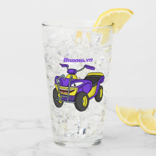 Lila Darstellung des Cartoon von Quad Glas