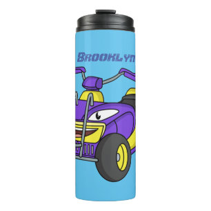 Lila Darstellung des Cartoon von Quad Thermosbecher