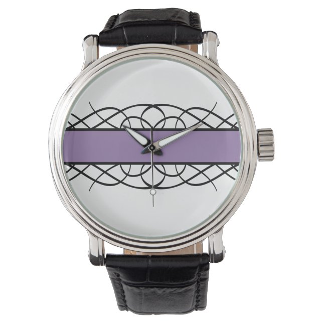 Lila Deko Blühe Watch Armbanduhr (Vorderseite)