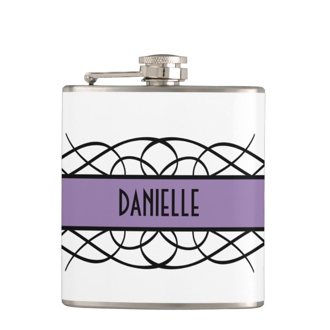 Lila Deko Blühte Flask Flachmann (Vorderseite)