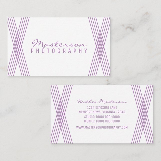 Lila Deko Business Card Visitenkarte (Vorne/Hinten)