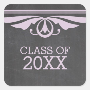 Lila Deko-Chalkboard-Abschluss-Stickers Quadratischer Aufkleber