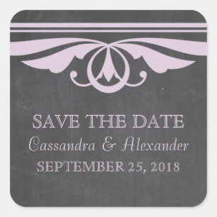 Lila Deko-Chalkboard Save the Date Stickers