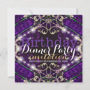 Lila Dekor Sparkle Geburtstagsessen Party einladen Einladung