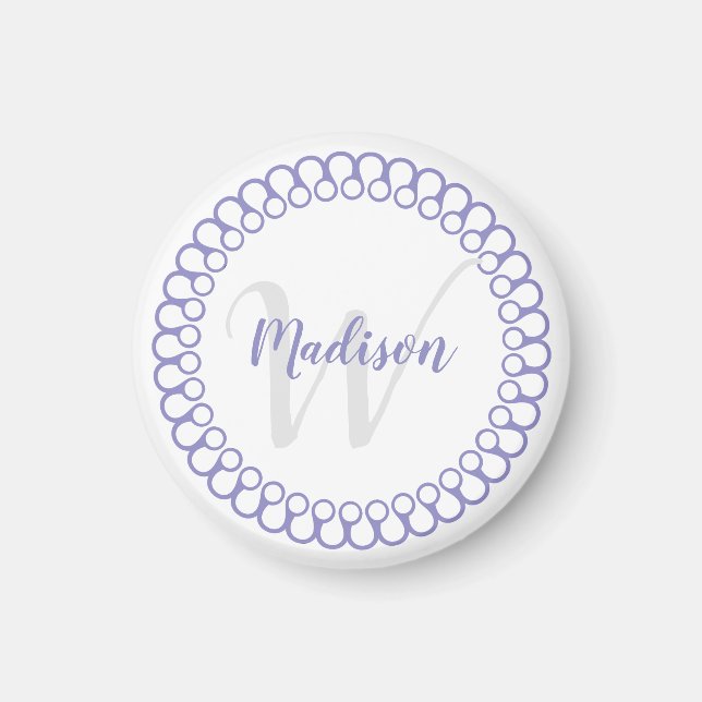 Lila dekoratives Circle Monogram Magnet (Vorne)