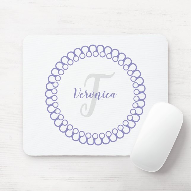 Lila dekoratives Circle Monogram Mouse Pad Mousepad (Mit Mouse)